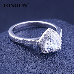 925 Sterling Silver Rings Wholesale Diamond Halo Fine Ring Unique Style Love custom made silver rings