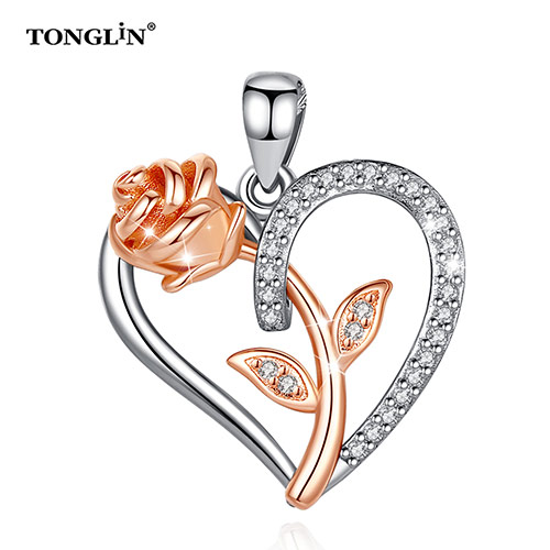 Fashion 925 sterling silver custom pendants rose gold plated pear moissanite necklace pendant