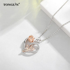 Fashion 925 sterling silver custom pendants rose gold plated pear moissanite necklace pendant