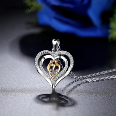 Custom sterling silver heart pendants wholesale pendants for father mother and child love jewelry making