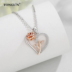 Fashion 925 sterling silver custom pendants rose gold plated pear moissanite necklace pendant