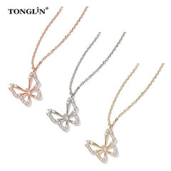 Classic Custom 925 Sterling Silver Pendants Created Moissanite Butterfly Sterling Silver Chain Wholesale