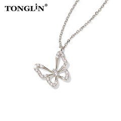 Classic Custom 925 Sterling Silver Pendants Created Moissanite Butterfly Sterling Silver Chain Wholesale