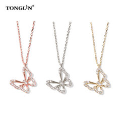 Classic Custom 925 Sterling Silver Pendants Created Moissanite Butterfly Sterling Silver Chain Wholesale