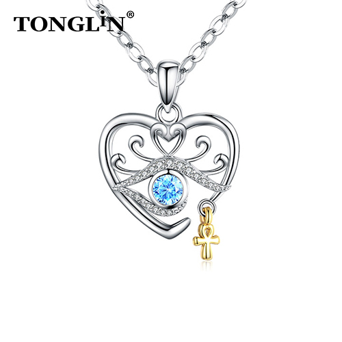 Tonglin Custom Diamond Silver Pendant Necklace Jewelry Heart Pendant Sterling Silver Chain Wholesale For Women