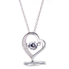 Top Quality Heart Shape Custom Made Necklace Pendants 925 Sterling Silver Chain