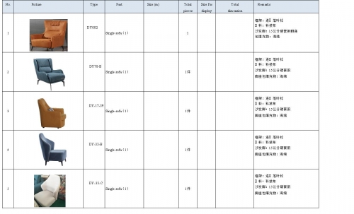 Detailed specification of sofa