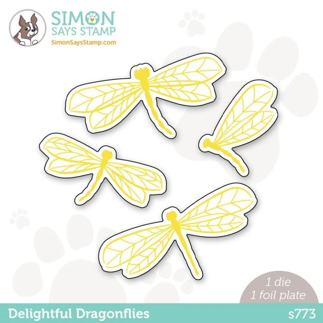 Simon Says Stamps Happy Dragonfly Hot Foil Plate and Metal Cutting Dies for Scrapbooking Paper Making Insect Dies Embossing Frames Card Birthday Die Cut No Stamps