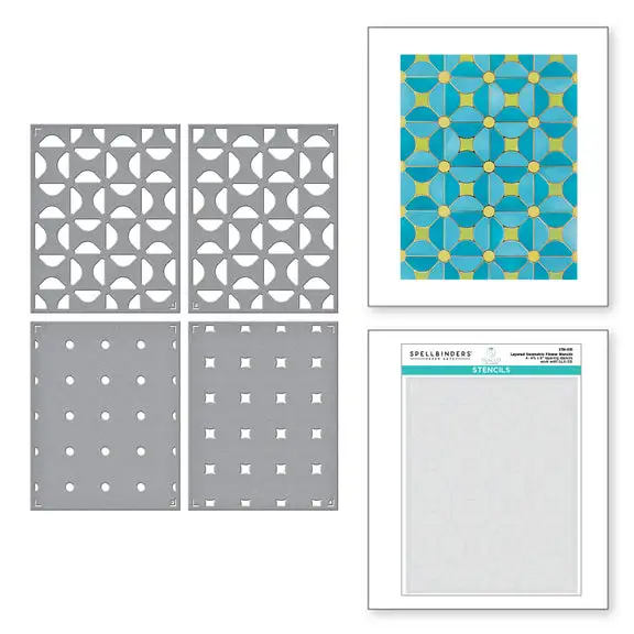 Spellbinders Layering Geometric Flowers Background Stencil for Card Making, Christmas Stencils for DIY Scrapbook Photo Album Embossing