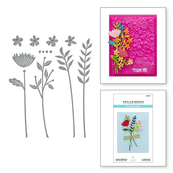 Spellbinders Cutting Dies for Card Making, Wildflowers Bud Leaf Stem Metal Stencils for DIY Scrapbook Photo Album Embossing