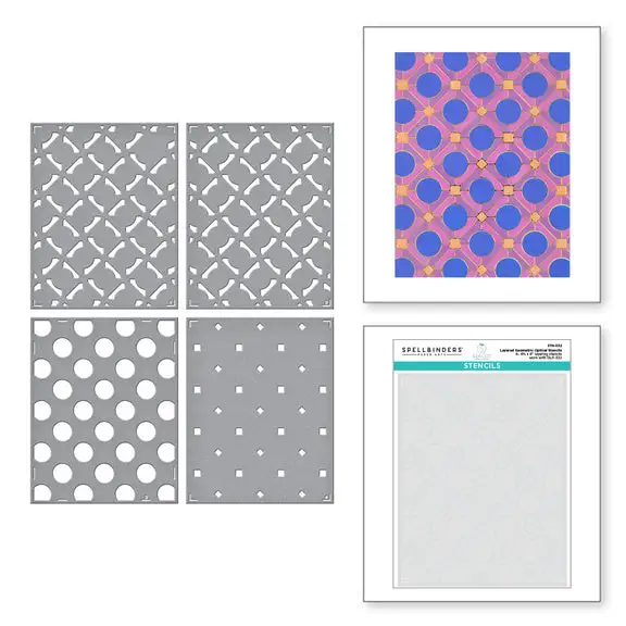 Spellbinders Layering Geometric Optical Background Stencil for Card Making, Christmas Stencils for DIY Scrapbook Photo Album Embossing