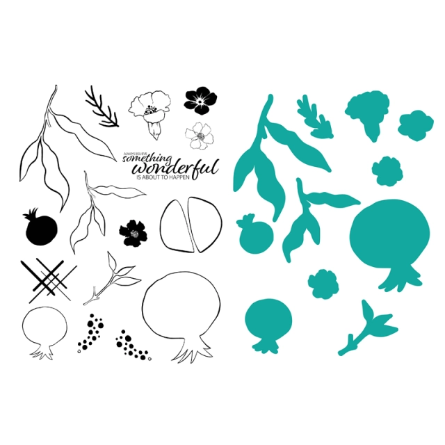 Gina K Something Wonderful Flowers Clear Stamps and Cutting Dies for Scrapbook Paper Making Merry Christmas Card Craft Set