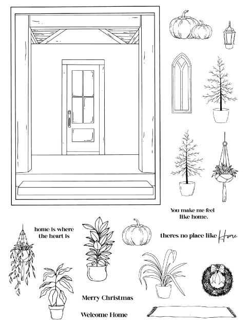 Gina K Front Porch Builder Clear Stamps and Cutting Dies for Scrapbook Paper Making Christmas House Garden Card Craft Set