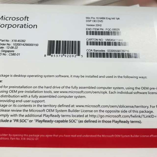 Aprint Wholesale Official Win 11 Professional WIN 11 Pro  WIN 10 OEM USB DVD Activate Key License Full Package English Language