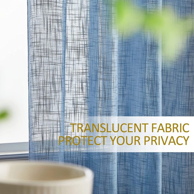 Sheer Curtain Semi Curtain Drapes For Bedroom Grommet Sheer Curtain Privacy Living Room Sheer Curtain Blue Color