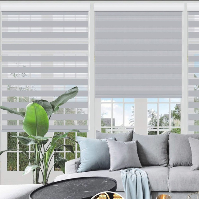 Zebra Window Valance Horizontal Blinds With Sheer Fabric Day Night Roller Blinds Day Night Roller Blinds GREY