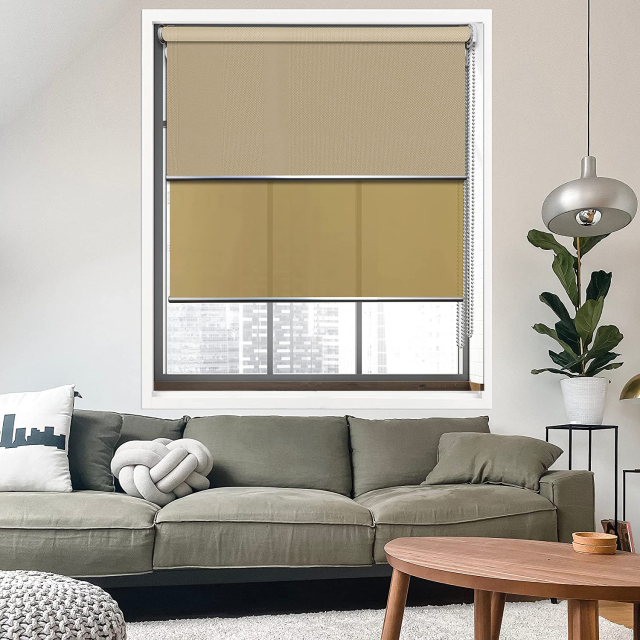Custom Roller Blinds Dual Fabric Roller Shades  Double Layer Window Blinds Blackout Roller Shades Daylight Roller Shades