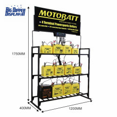 BDD-BA17 Floor Standing Battery Display Metal rack 3 Tier Basket Retail Custom Stand