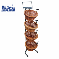 BDD-WB04 4 Tier Floor Display with 4 Round Wicker Baskets