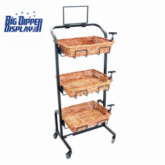 BDD-WB10 3 Tier Floor Display with 3 square Wicker Baskets