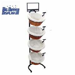 BDD-WB04 4 Tier Floor Display with 4 Round Wicker Baskets