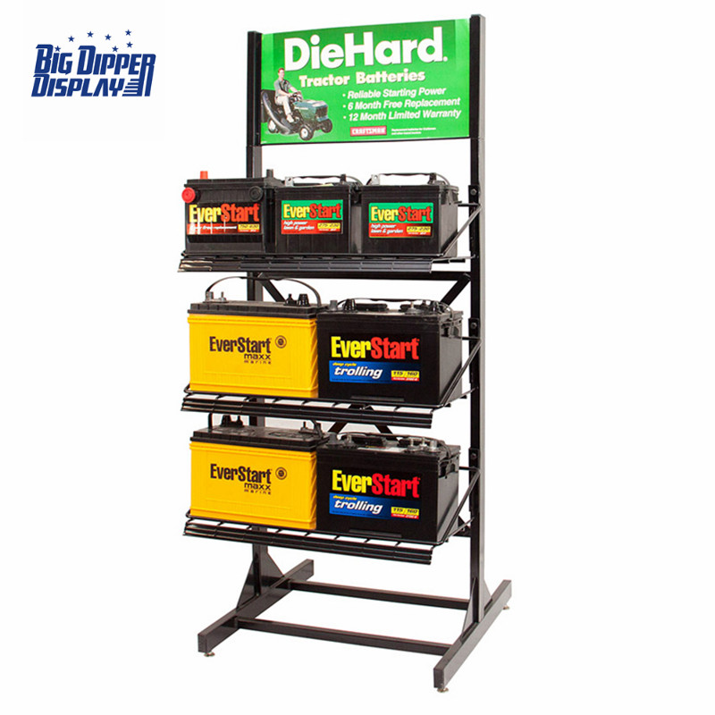 BDD-BA13 Durable Car Battery Stand Storage Battery Rack Metal Batteries Display Shelf