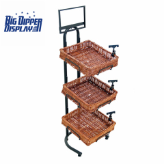 BDD-WB08 3 Tier Floor Display with 3 square Wicker Baskets