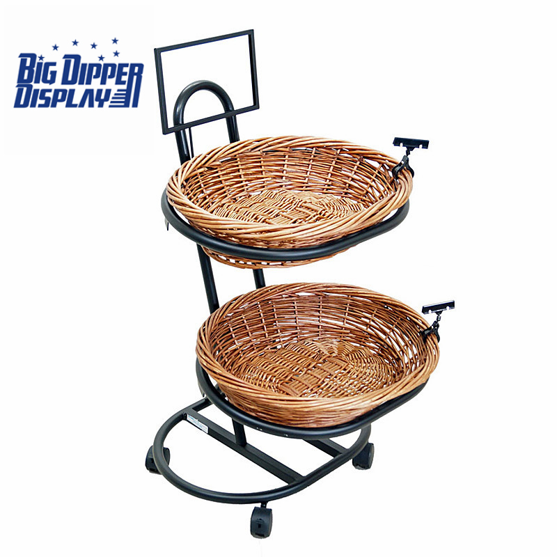 BDD-WB05 2 Tier Floor Display with 2 Oval Wicker Baskets