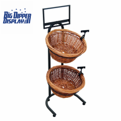 BDD-WB01 2 Tier Floor Display with 2 Round Wicker Baskets