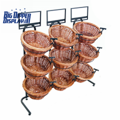 BDD-WB13 3 Tier Floor Display with 9 Round Wicker Baskets