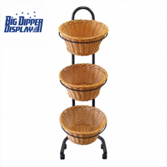 BDD-WB22 Floor Display with 3 Round Wicker Baskets