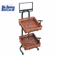 BDD-WB07 2 Tier Floor Display with 2 square Wicker Baskets