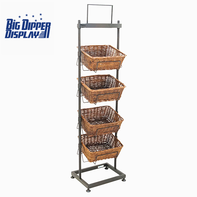 BDD-WB19 Floor Display with 4 square Wicker Baskets