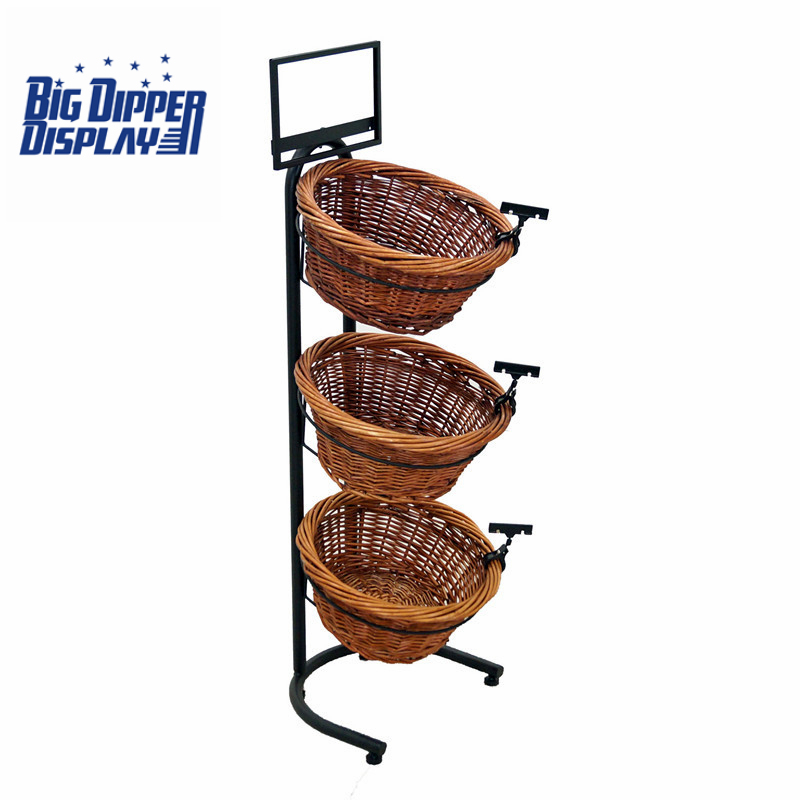 BDD-WB03 3 Tier Floor Display with 4 Round Wicker Baskets