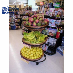 BDD-WB06 3 Tier Floor Display with 3 Oval Wicker Baskets