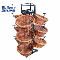 BDD-WB14 3 Tier Floor Display with Triangle Base and 9 Round Wicker Baskets