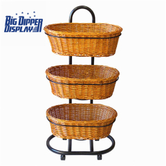 BDD-WB24 Floor Display with 3 Oval wicker Baskets