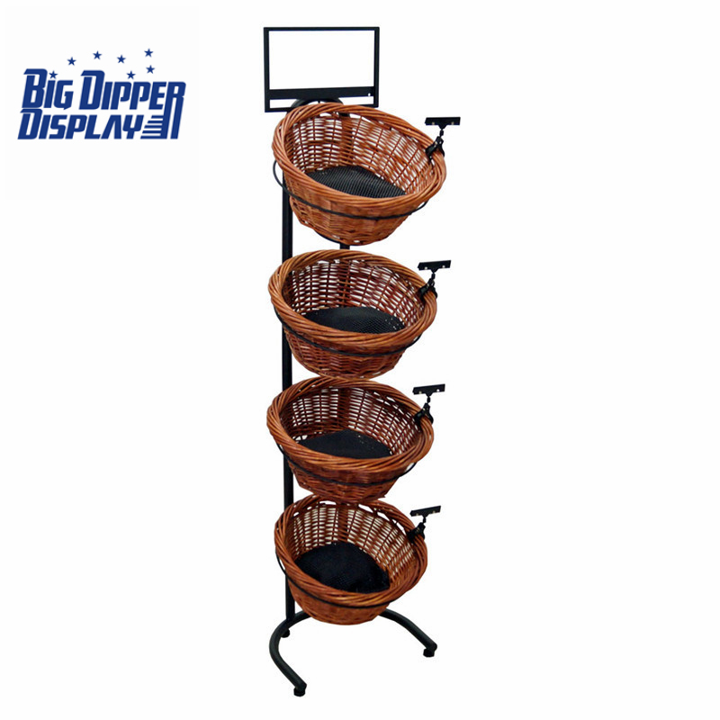 BDD-WB04 4 Tier Floor Display with 4 Round Wicker Baskets