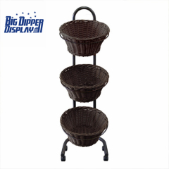 BDD-WB22 Floor Display with 3 Round Wicker Baskets