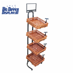 BDD-WB17 4 Tier Floor Display with 4 square Wicker Baskets