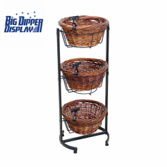 BDD-WB20 Floor Display with 3 Round Wicker Baskets