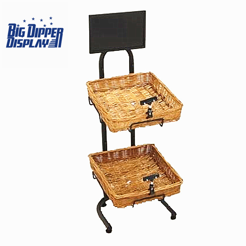 BDD-WB07 2 Tier Floor Display with 2 square Wicker Baskets