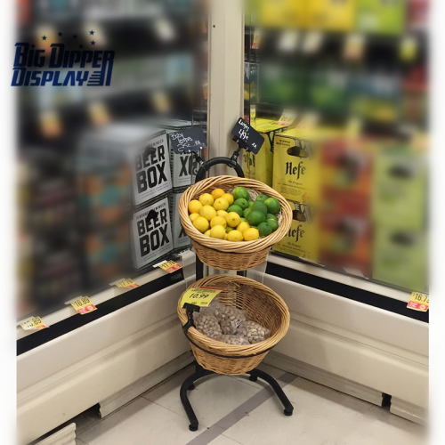 BDD-WB02 2 Tier Floor Display with 2 Round Wicker Baskets