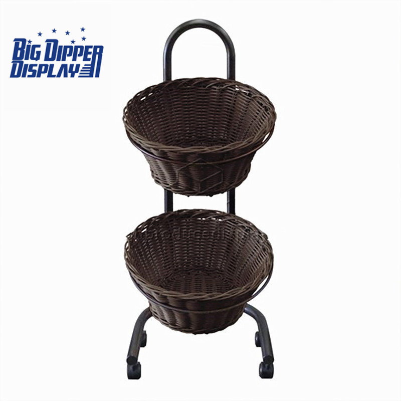 BDD-WB21 Floor Display with 2 Round Wicker Baskets