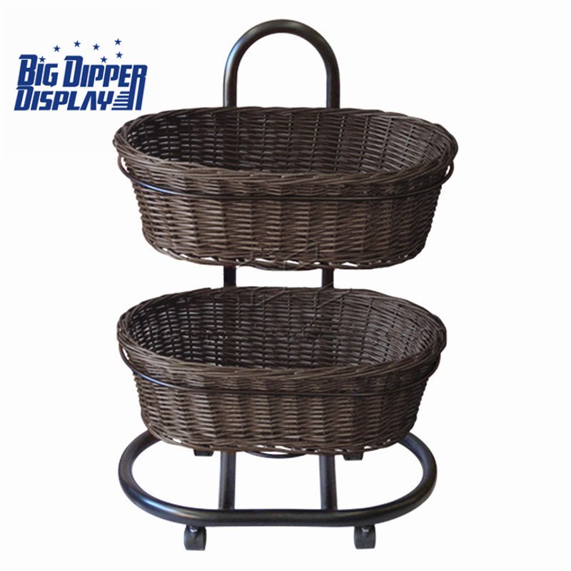 BDD-WB23 Floor Display with 2 Oval Wicker Baskets