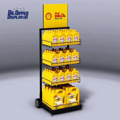BDD-OL06 Metal Engine Oil Display Rack – Custom Product Display Shelf for Retail