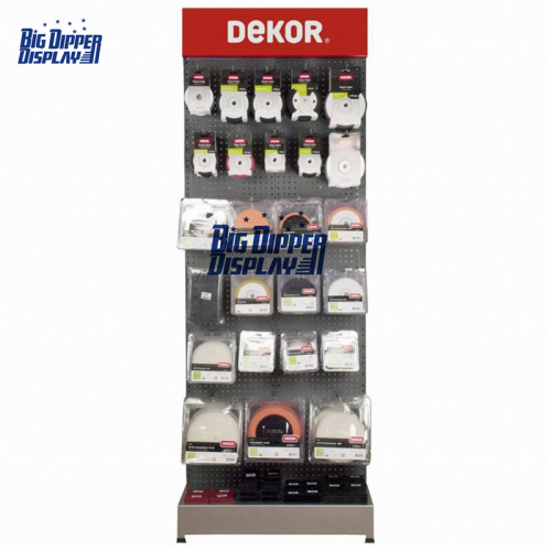 PB38 floor standing metal pegboard power tools display racks for hardware store
