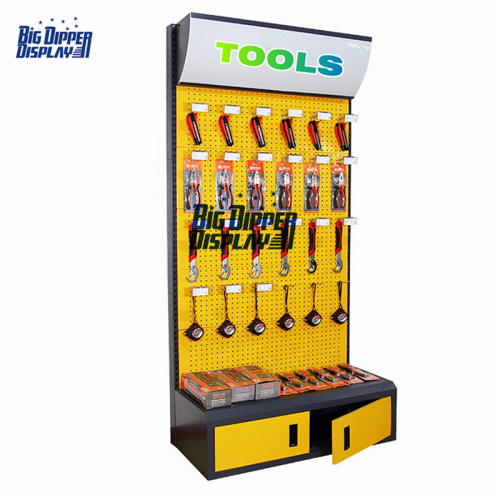 PB18 wholesales retail shop drill bit tools organizer steel metal stand pegboard display rack with accessories shelves