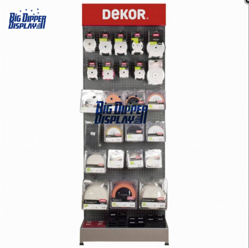PB20 store floor standing hardware display rack led light box pegboard display rack for storing tools accessories
