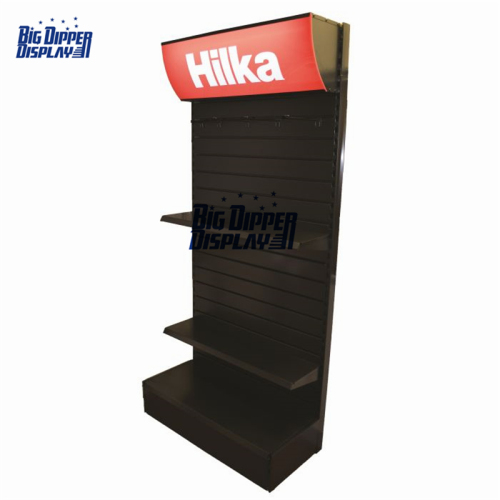 PB42 retail pegboard long handle tool display stand metal hardware shop tools display rack with led lighting header